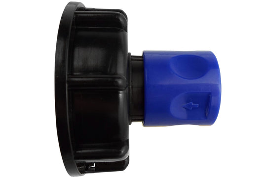 IBC 2 S60X6 Cap with 3/4 BSP Threaded Hose Connector Blue for Hose Connector Set