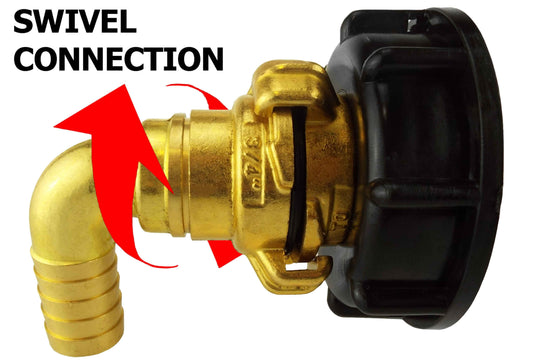 IBC 2 S60X6 Cap with Geka Type Fittings 25mm Barb Swivel Elbow Hose Pipe Fitting