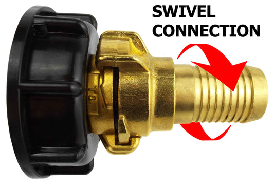 IBC 2 S60X6 Cap with Geka Type Fittings 13mm Barb Swivel for Brass Water Fitting
