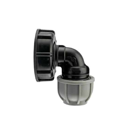 IBC 2 S60X6 Cap with 20mm MDPE Elbow MDPE Pipe Connector Drip Irrigation Fitting