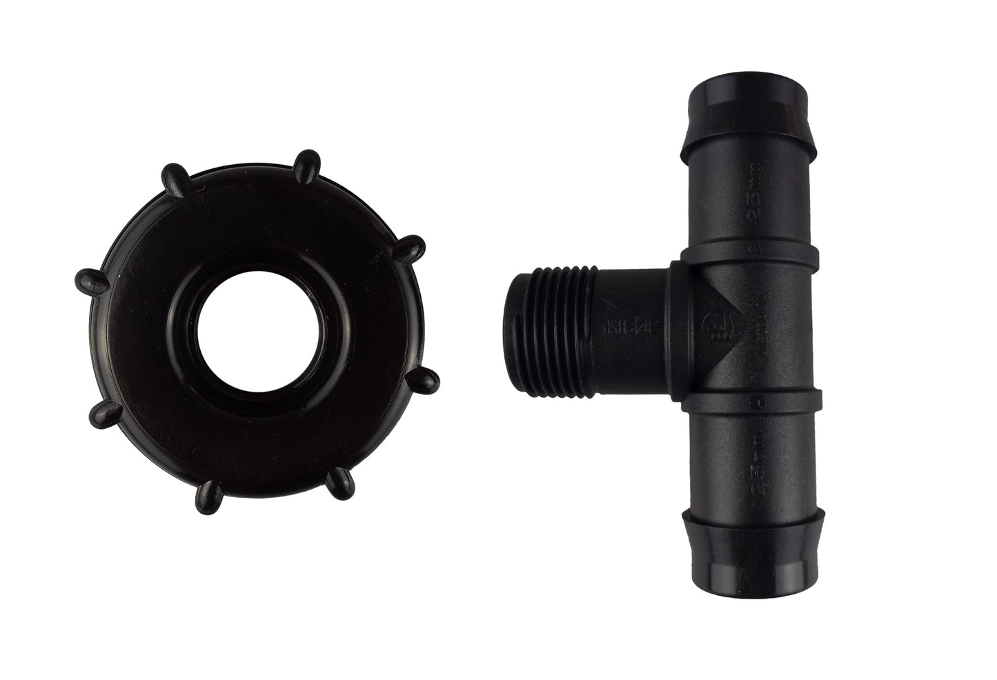 IBC 2 S60X6 Cap with 25mm Barbed Tee BSP Thread Fitting Drip Irrigation Fitting