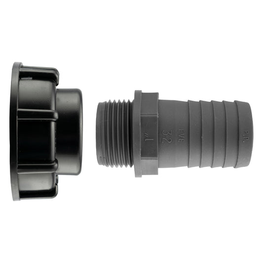 IBC 2 S60X6 Cap with 32mm Barb Straight Hose Pipe Fitting DIY Workshop Accessory