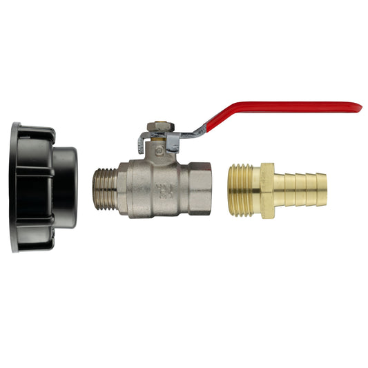 IBC 2 S60X6 Cap with Lever Valve and 13mm Brass Barb for DIY Workshop Accessory