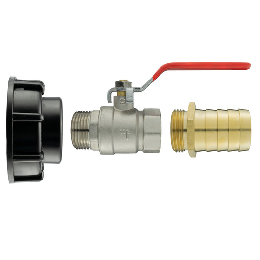 IBC 2 S60X6 Cap with Lever Valve and 32mm Brass Barb for DIY Workshop Accessory