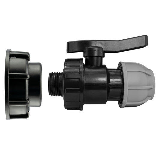 IBC 2 S60X6 Cap with 25mm MDPE Valve MDPE Pipe Connector Drip Irrigation Fitting