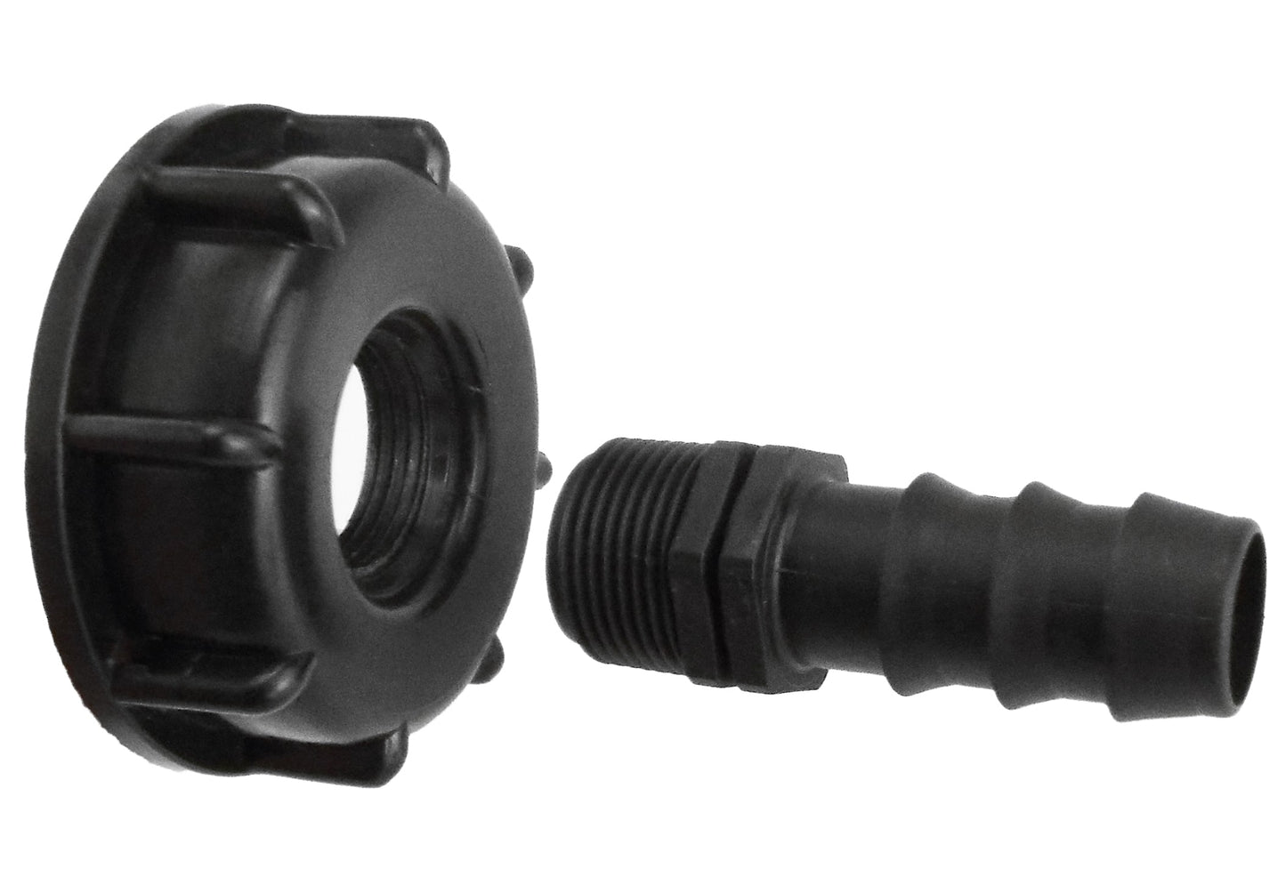 IBC 2 S60X6 Cap with Straight 16mm Barb Hose Connector Set Micro Watering System