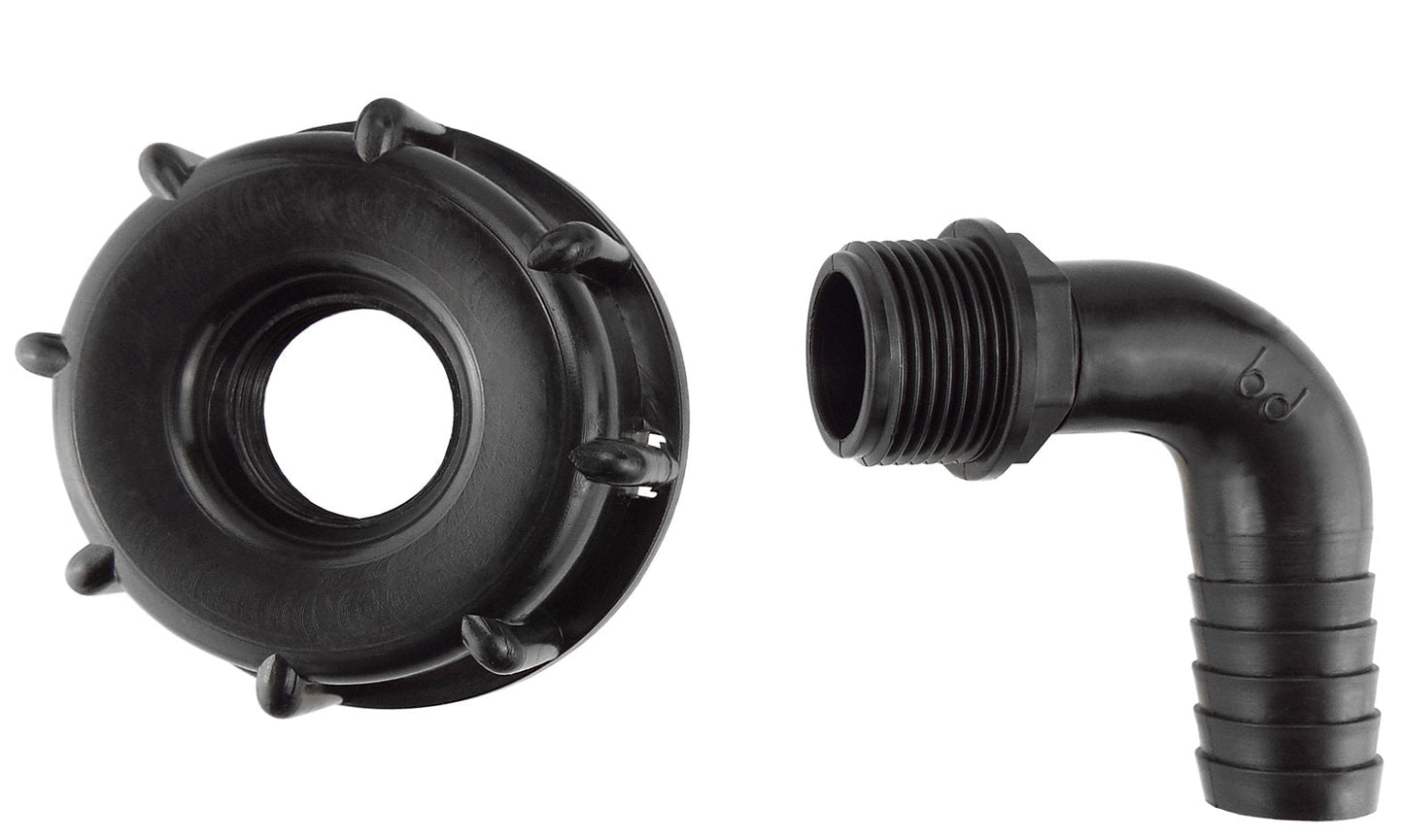 IBC 2 S60X6 Cap with Pond Elbow 20mm Barb Barb Connector Drip Irrigation Fitting