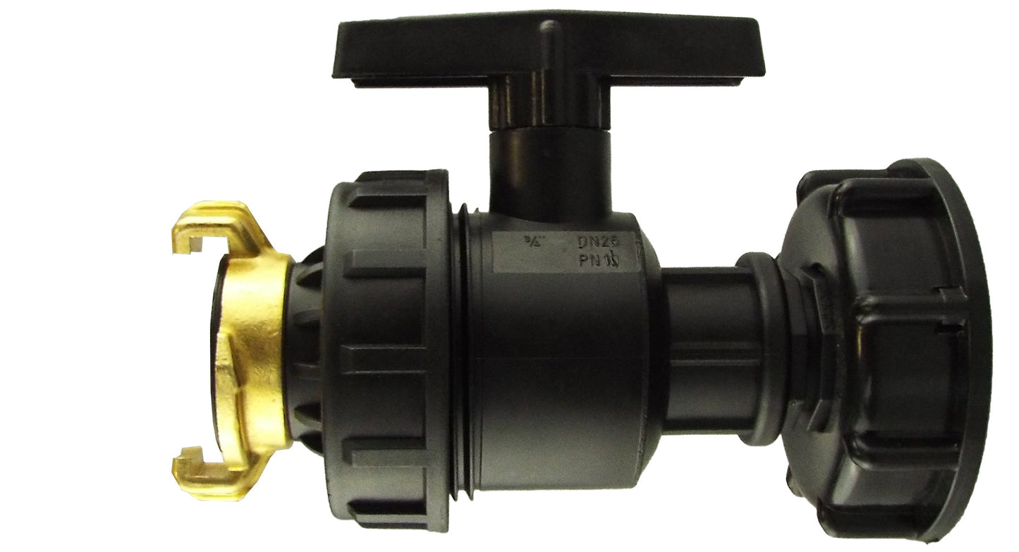 IBC 2 S60X6 Cap with Large Plastic Valve and Geka Type Fitting Hose Pipe Fitting
