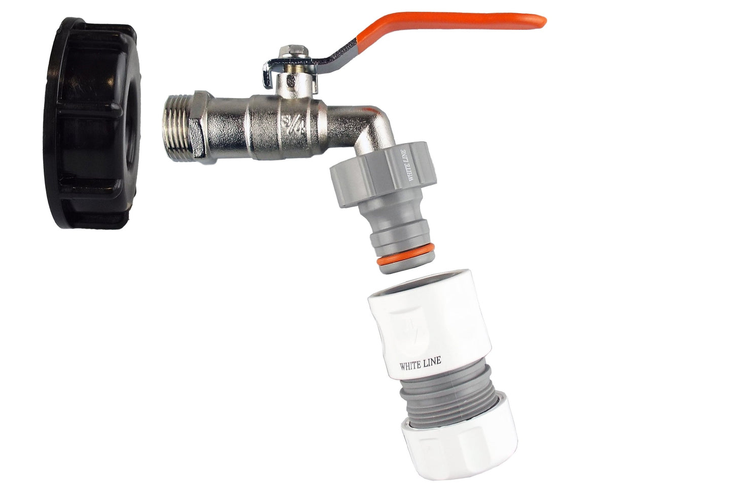 IBC 2 S60X6 Cap with Lever Tap and Max Flo Hose Connectors Set Hose Pipe Fitting