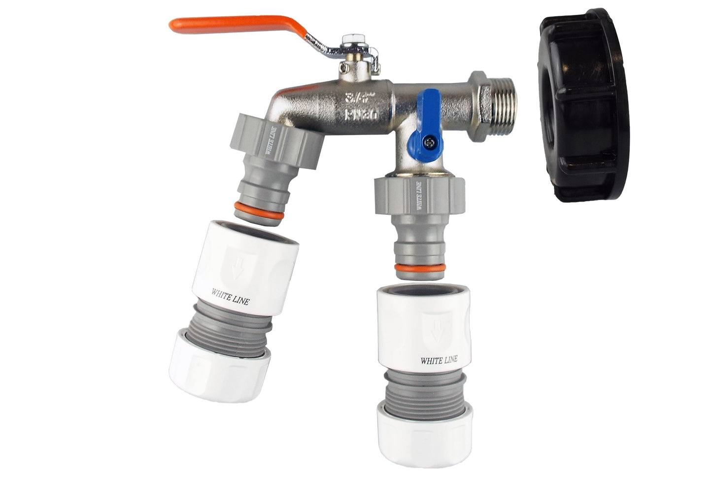 IBC 2 S60X6 Cap with Double Lever Tap and Max Flo Hose Connectors Set