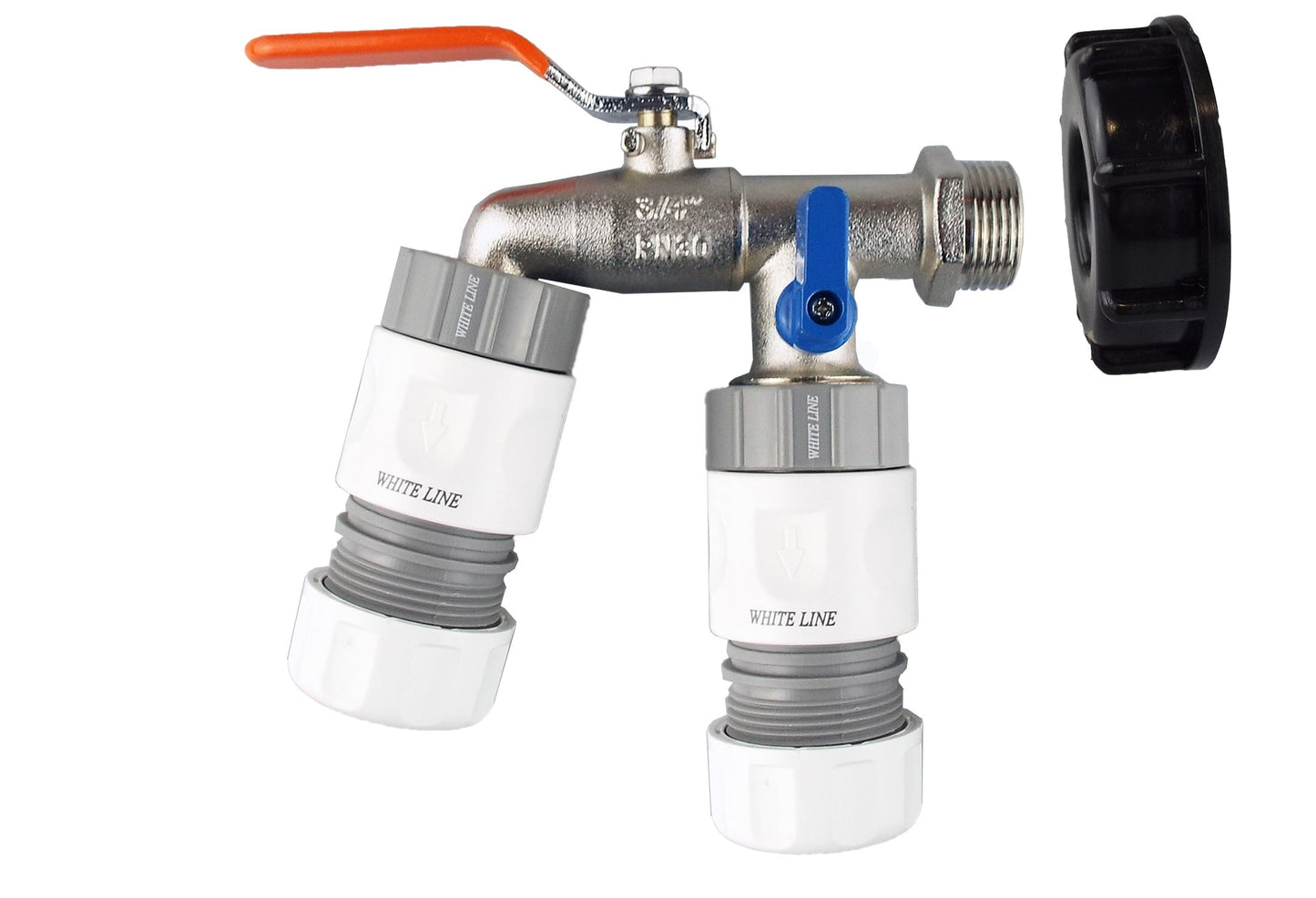 IBC 2 S60X6 Cap with Double Lever Tap and Max Flo Hose Connectors Set