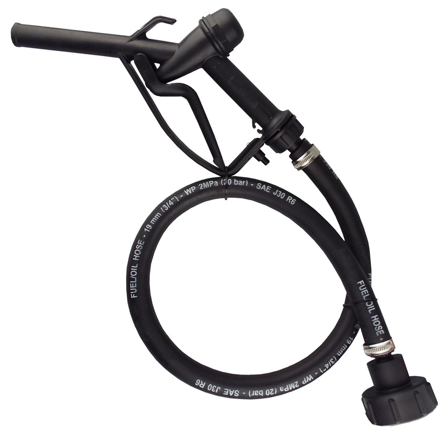 Fuel Gun with 1in Rubber Hose and Tank Adaptor Set Water Connector Car Accessory