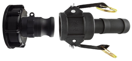 IBC 2 S60X6 Cap with 3/4 Type F and C Camlock Fittings for Brass Water Fitting