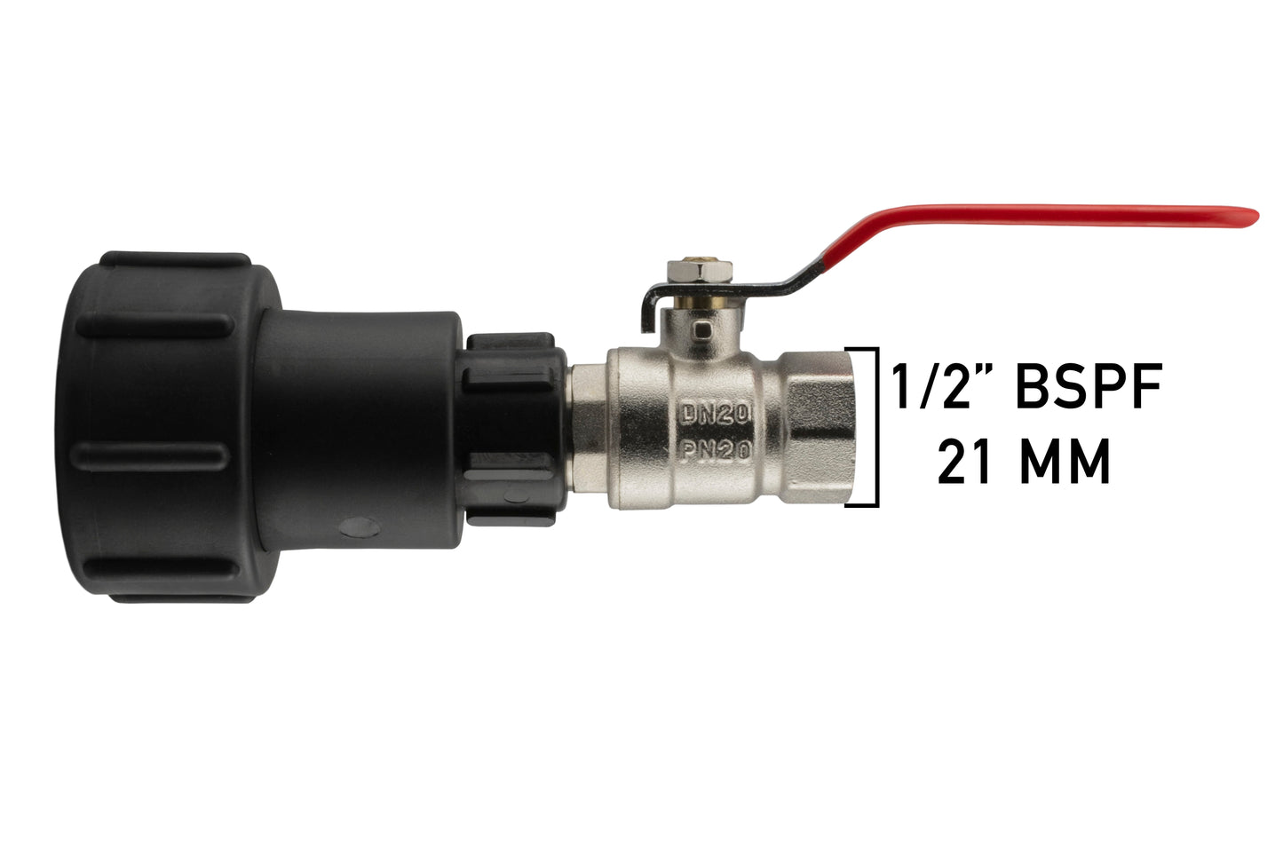 IBC 2 S60X6 - 1/2in BSPF Extender Adaptor with 1/2 BSPM-F Lever Valve