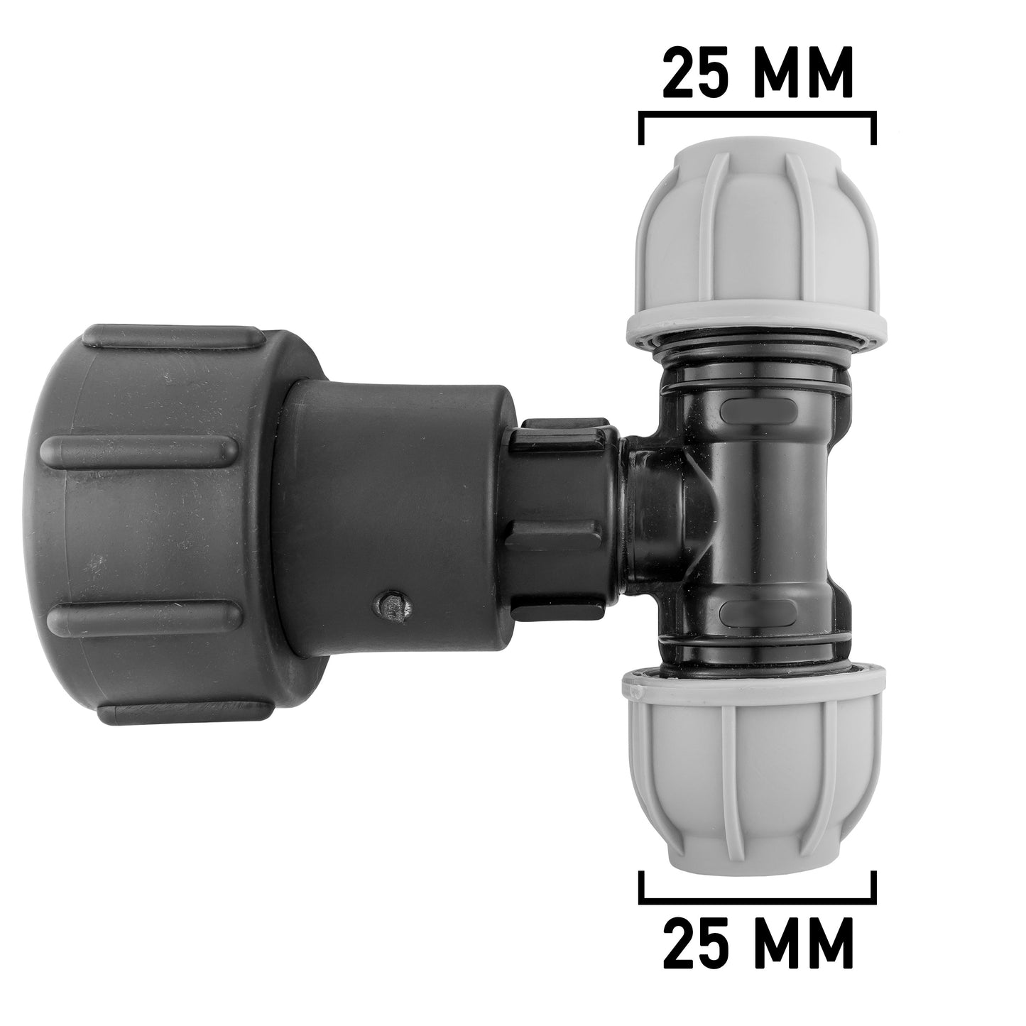 IBC 2 S60X6 - 1in BSPF Extender Adaptor with MDPE Tee 25mm for Hose Pipe Fitting