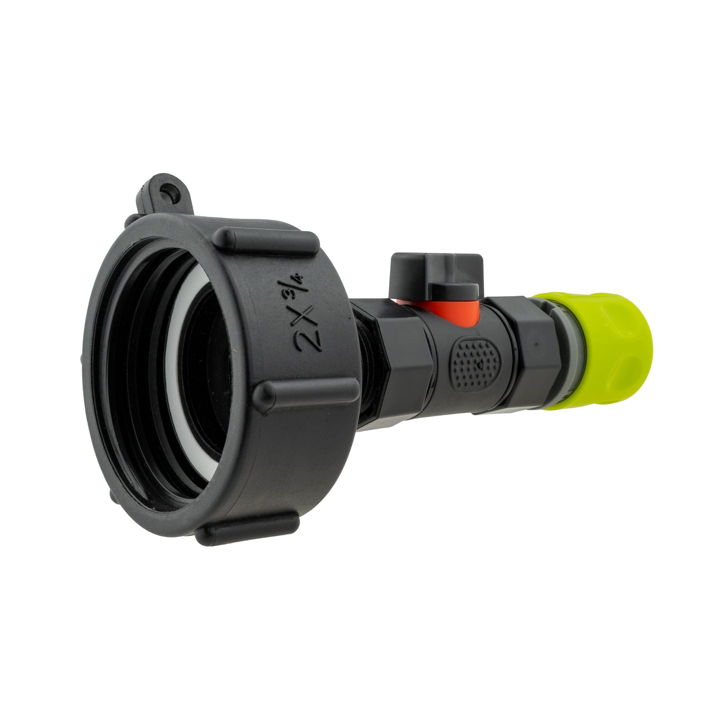 IBC 2 S60X6 Cap with In-Line BSPF Valve and 3/4 BSPM Female Hose Connector Lime