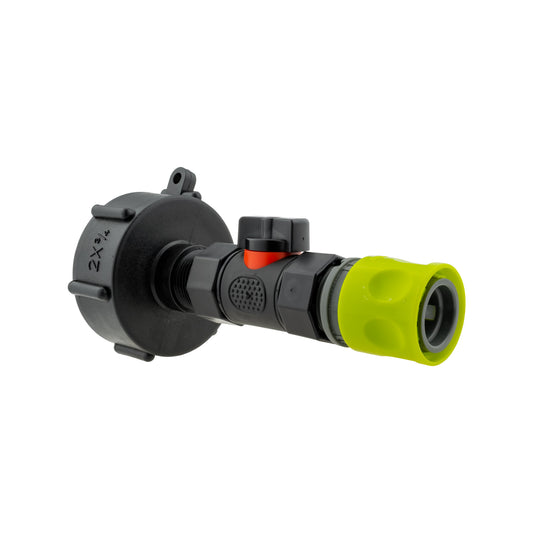IBC 2 S60X6 Cap with In-Line BSPF Valve and 3/4 BSPM Female Hose Connector Lime