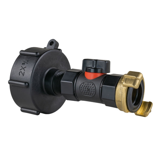 IBC 2 S60X6 Cap with In-Line BSPF Valve and Geka Type Fitting BSP Thread Fitting