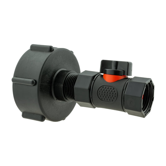 IBC 2 S60X6 Cap with In-Line BSPF Threaded Valve BSP Thread Fitting Tap Adapter