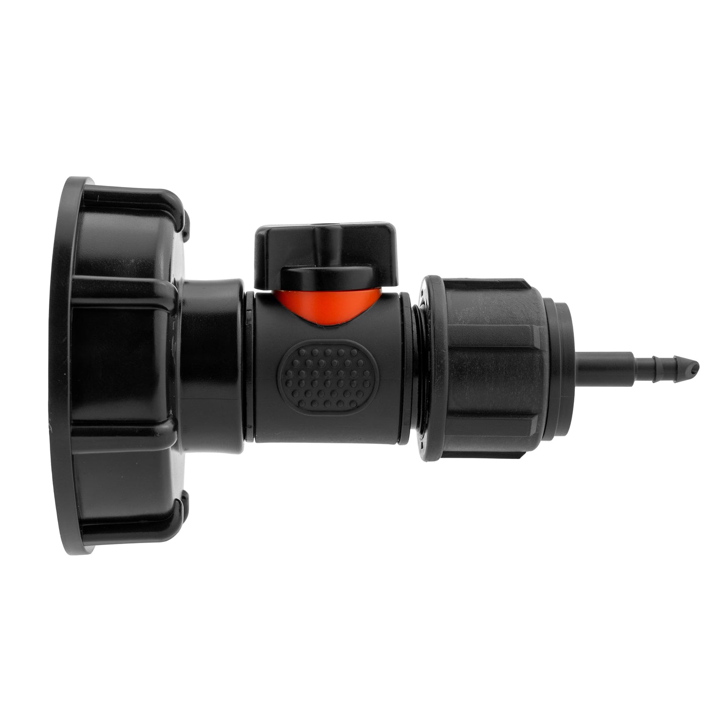 IBC 2 S60X6 Cap with In-Line BSPM Valve and 4mm Barb Micro Connector Tap Adapter