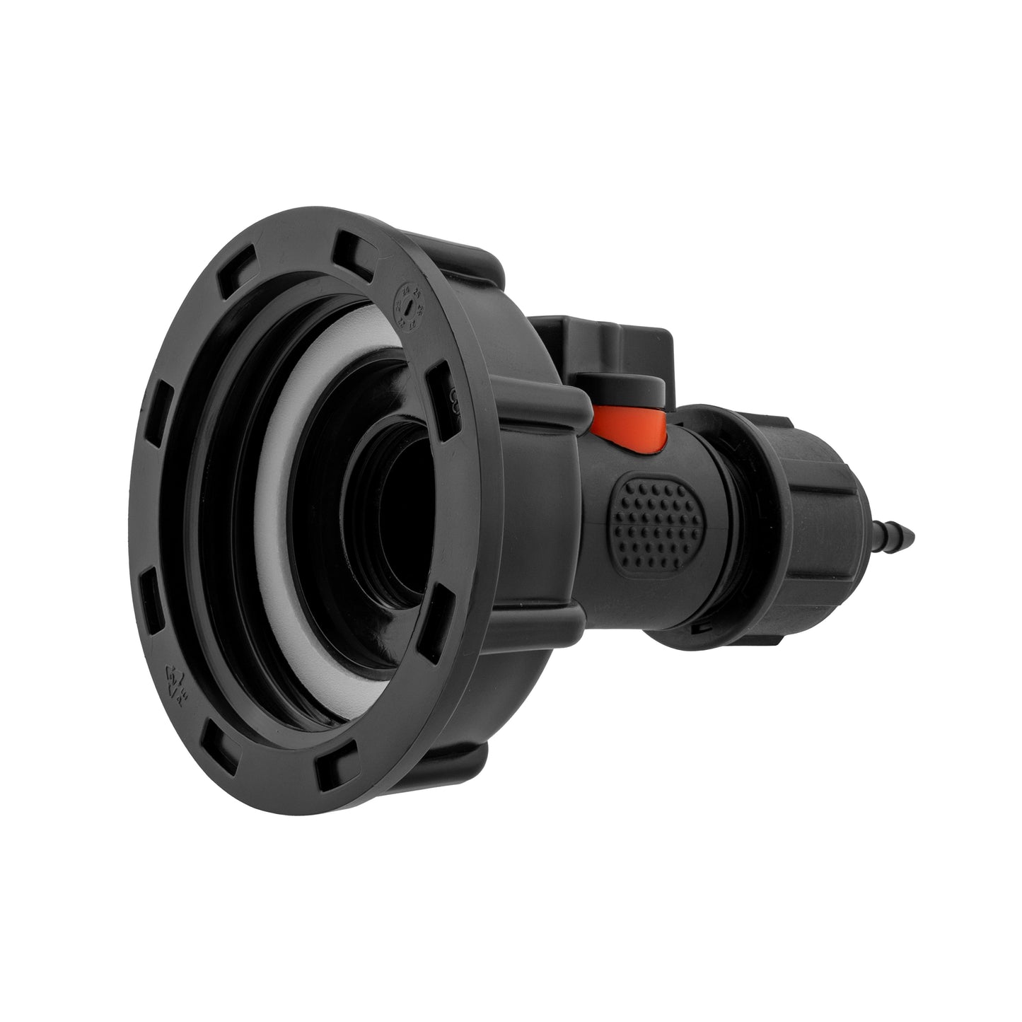 IBC 2 S60X6 Cap with In-Line BSPM Valve and 4mm Barb Micro Connector Tap Adapter