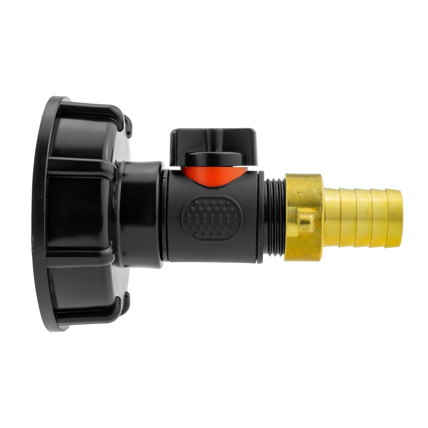 IBC 2 S60X6 Cap with In-Line BSPM Valve and 19mm Brass Barb for Water Connector