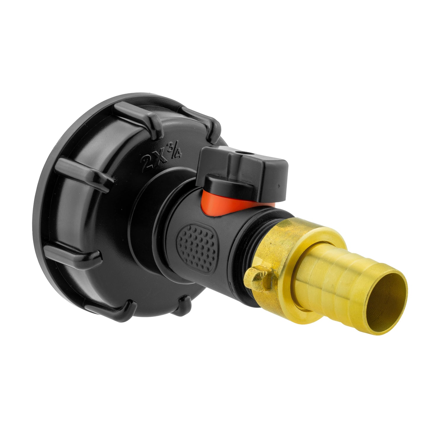 IBC 2 S60X6 Cap with In-Line BSPM Valve and 19mm Brass Barb for Water Connector