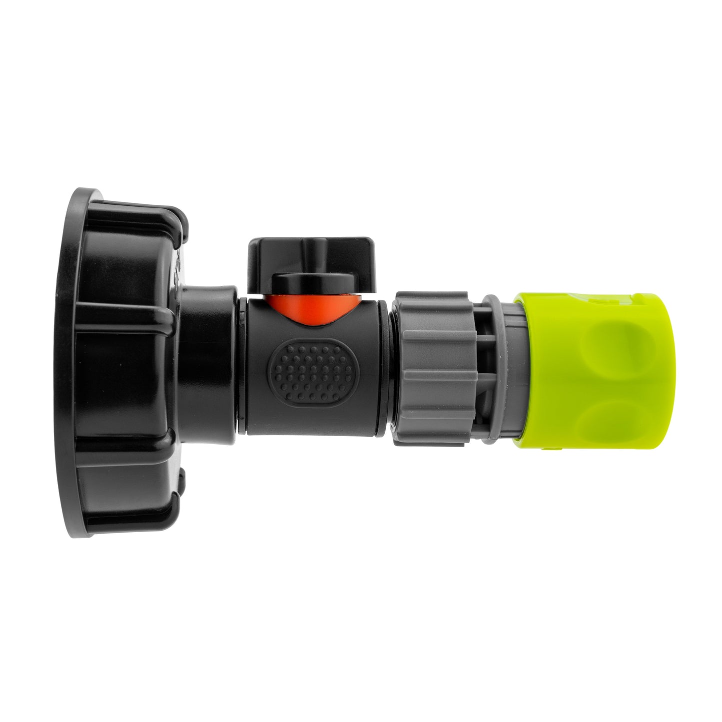 IBC 2 S60X6 Cap with In-Line BSPM Valve and 3/4 BSPF Female Hose Connector Lime