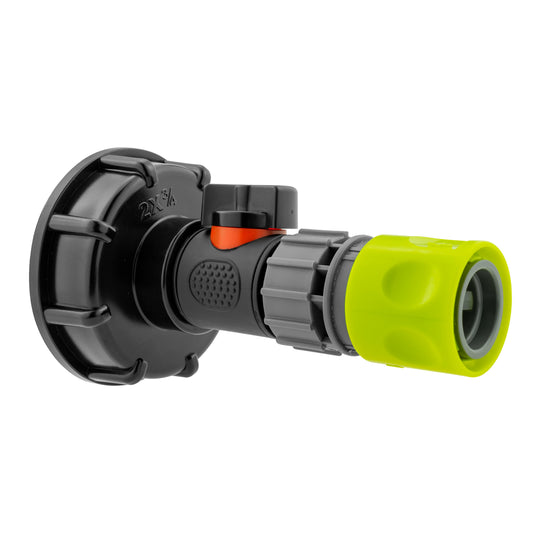 IBC 2 S60X6 Cap with In-Line BSPM Valve and 3/4 BSPF Female Hose Connector Lime
