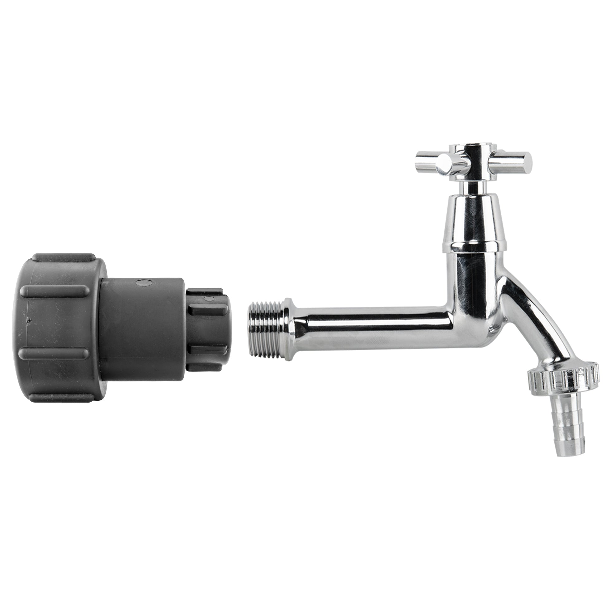 AP Supplies IBC 2" S60X6 - 1/2" BSP Extender Adaptor with Extended Brass Chrome Tap 1/2" Barb