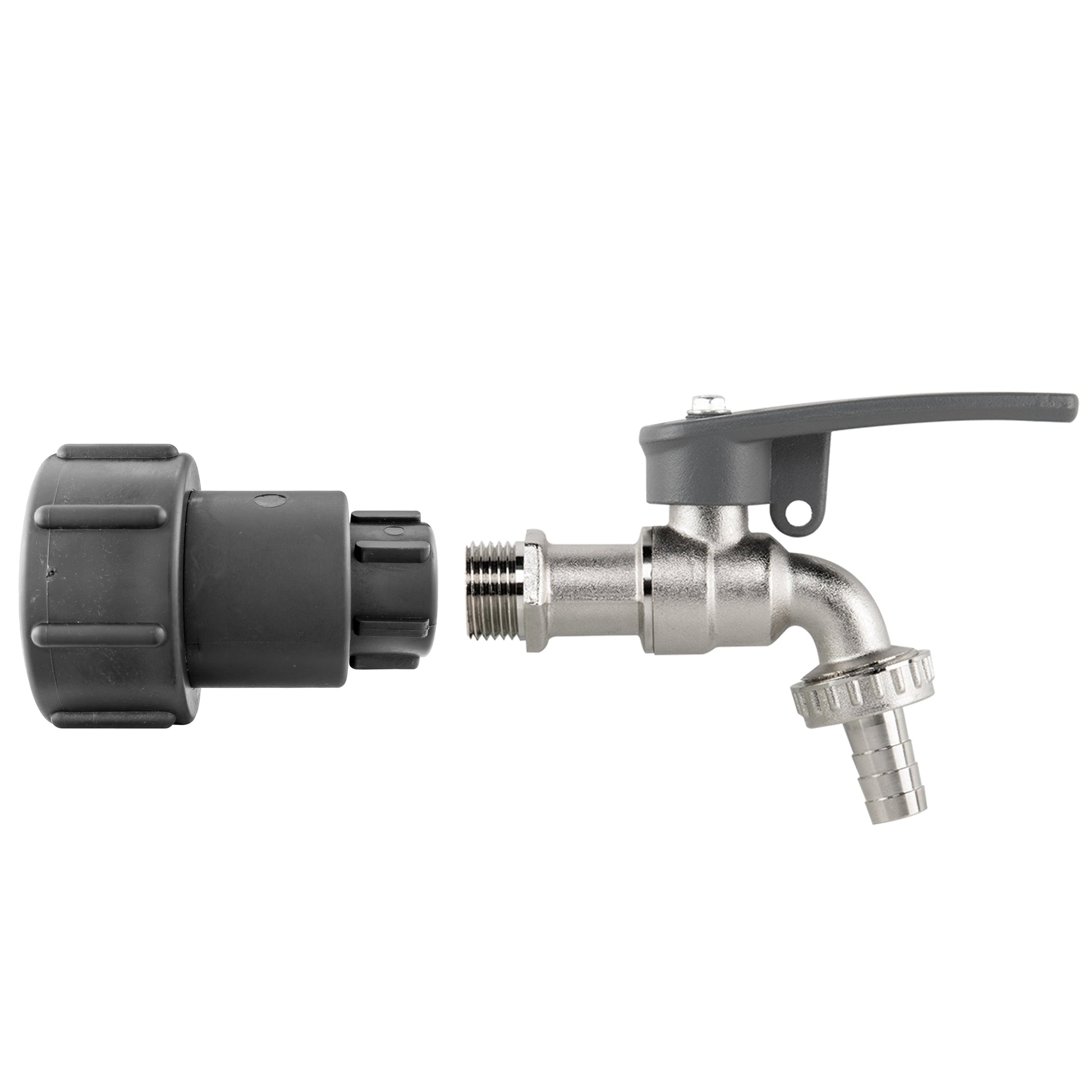 AP Supplies IBC 2" S60X6 - 1/2" BSP Extender Adaptor with Lever Tap with Hose Barb and Side Lock