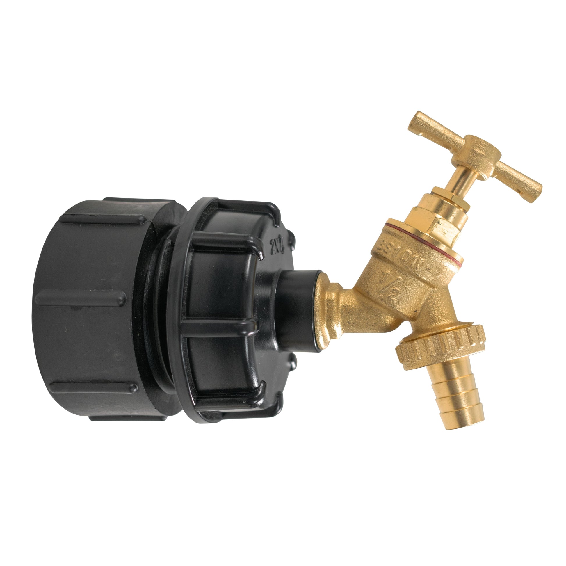 AP Supplies IBC 2” BSPF – S60X6 Cap with S60X6 – ½” BSPF Cap and Brass Bib Tap 1/2” Barb