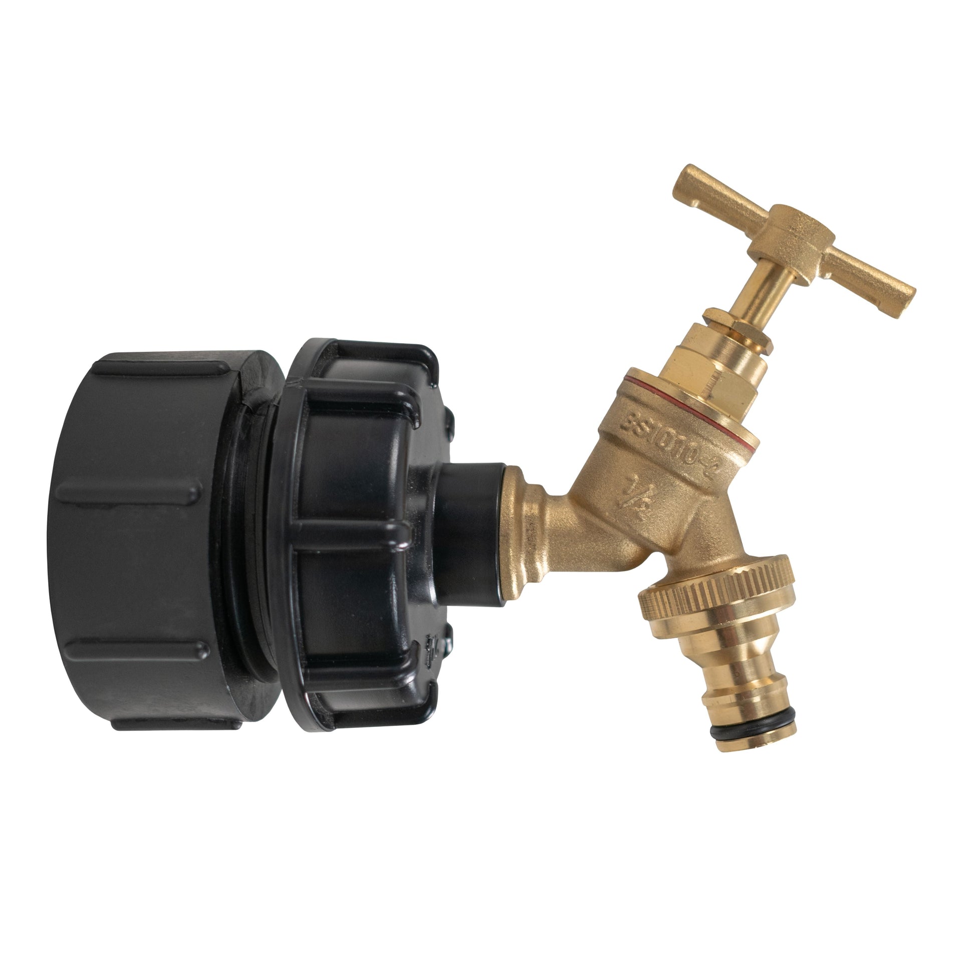 AP Supplies IBC 2” BSPF – S60X6 Cap with S60X6 – ½” BSPF Cap and Brass Bib Quick Connect Tap 1/2” BSP