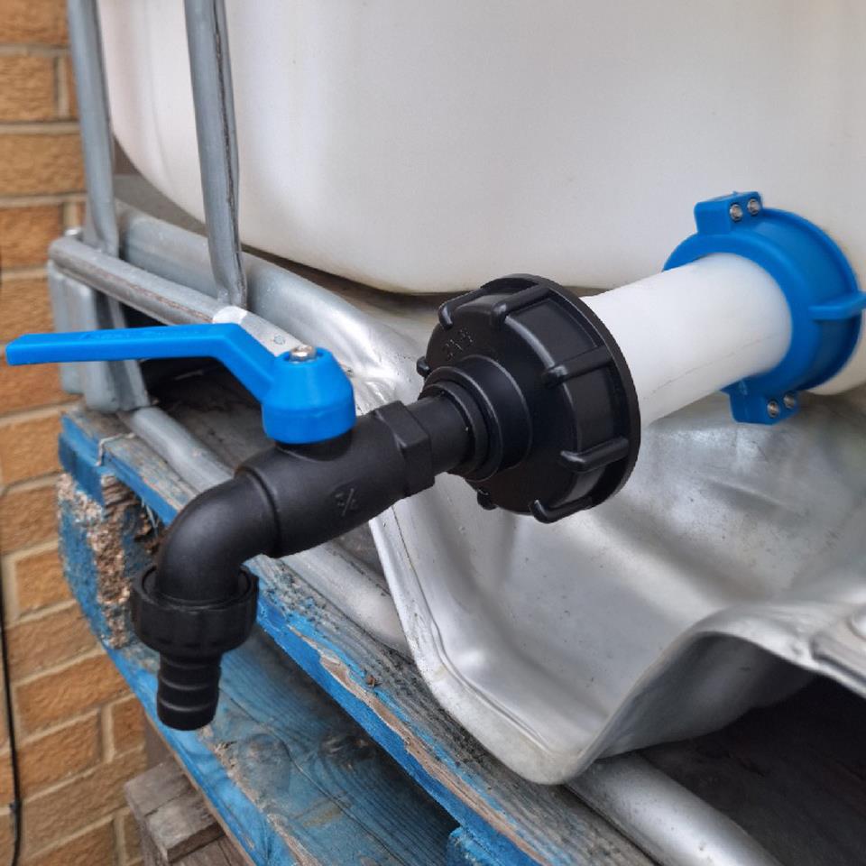 AP Supplies IBC S60x6 M-F Extender Swivel with S60x6 Cap and Tap ½” Barb