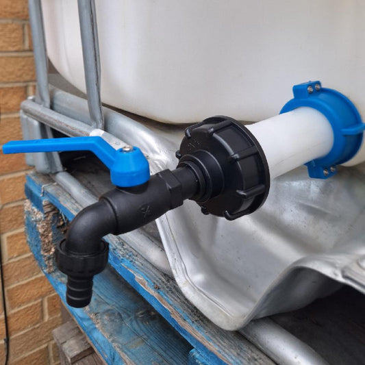 AP Supplies IBC S60x6 M-F Extender Swivel with S60x6 Cap and Tap ½” Barb