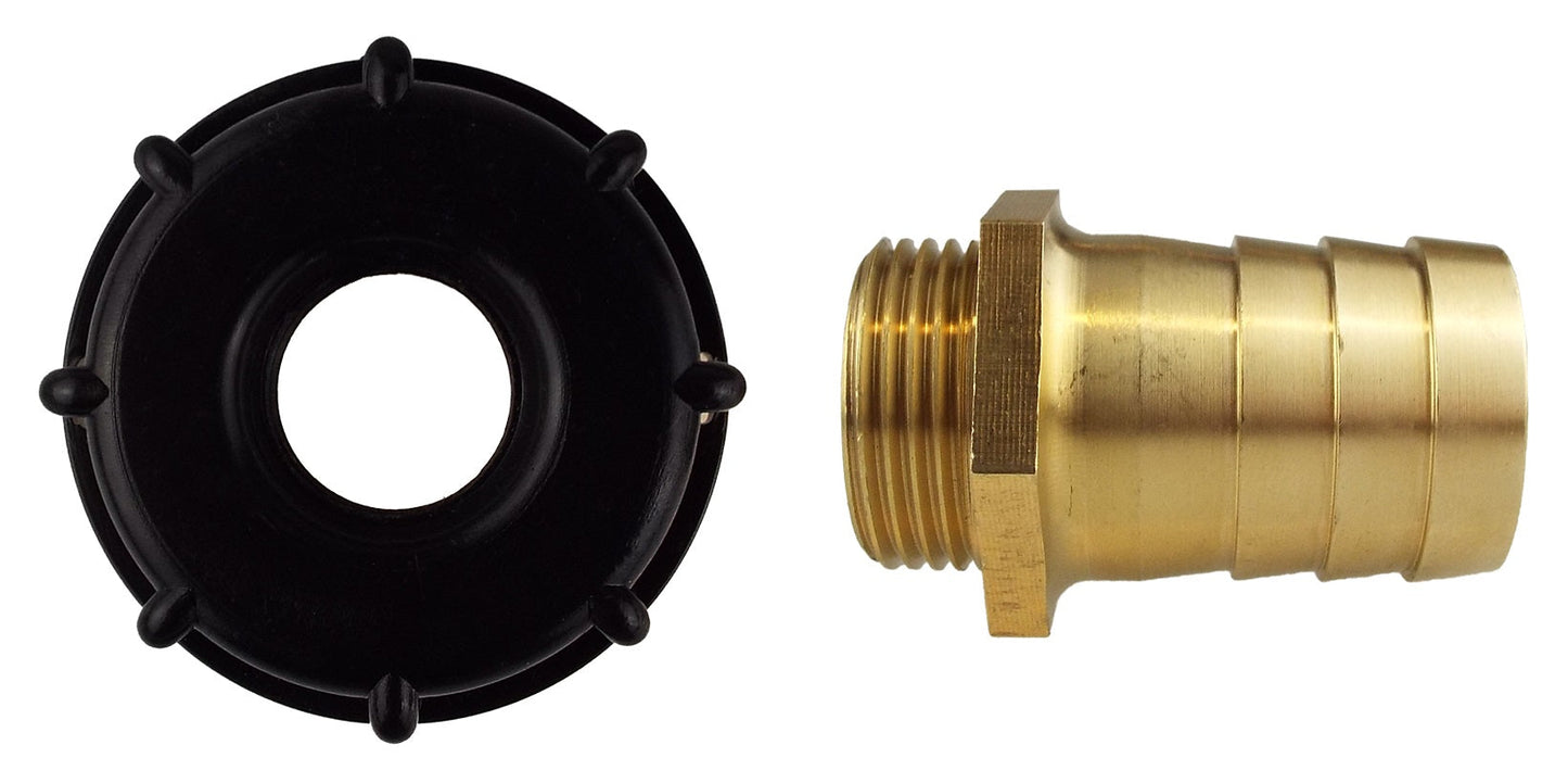 IBC 2 S60X6 Cap with 25mm Brass Barb Brass Water Fitting DIY Workshop Accessory