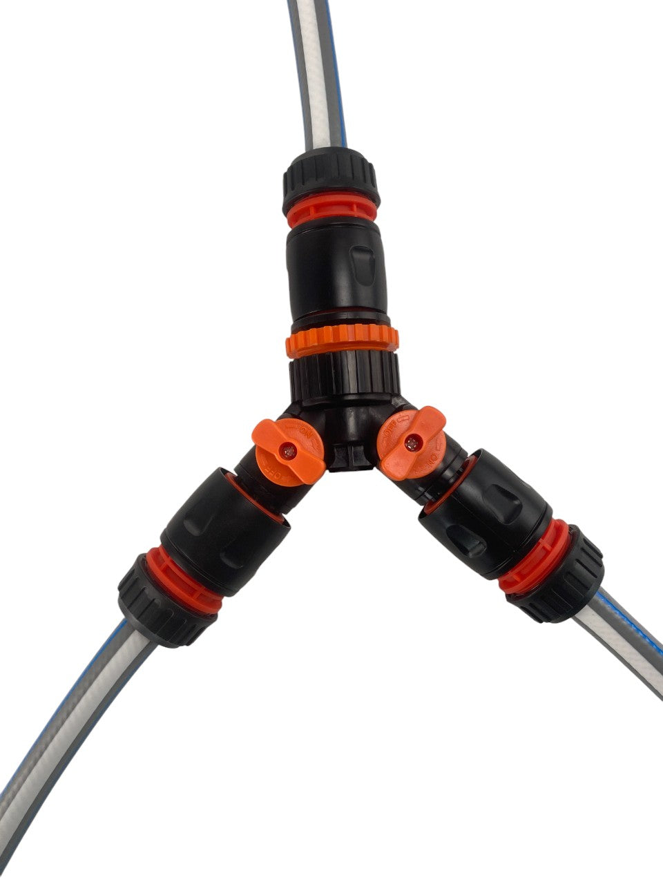AP Supplies 3 Way Connector Set with Valve Black/Orange