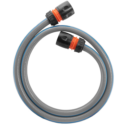 AP Supplies Garden Hose Set Gray (Black Connectors) - 1m + 2 connectors - 1 set