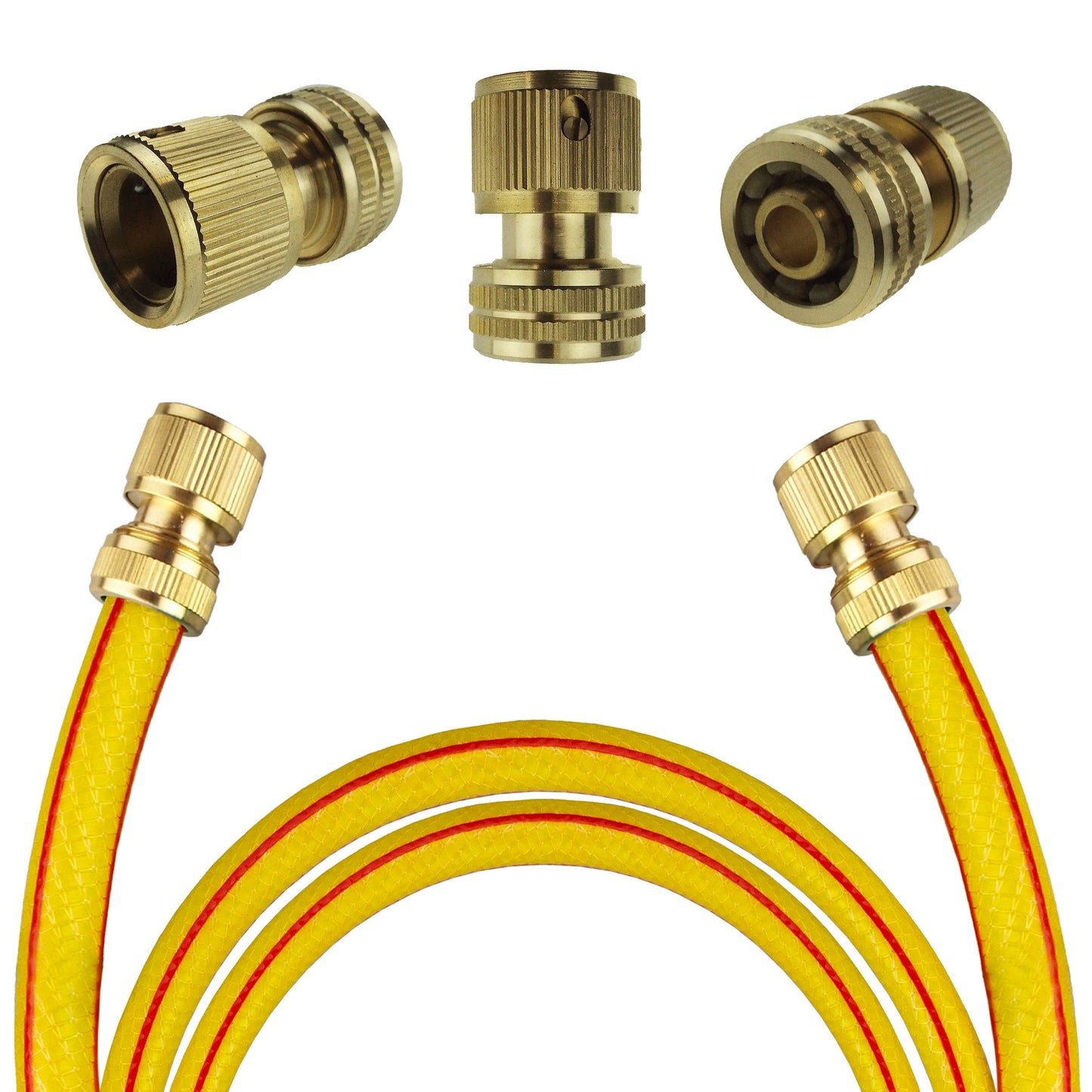 AP Supplies Premium Garden Hose Yellow with Brass Hose Connectors - 7m kit