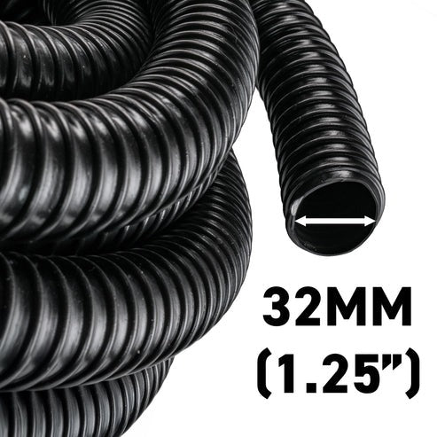 AP Supplies Corrugated Pipe 1.25" (32mm) with 2 x Double Wire Clips Set - 2m + 2x double wire