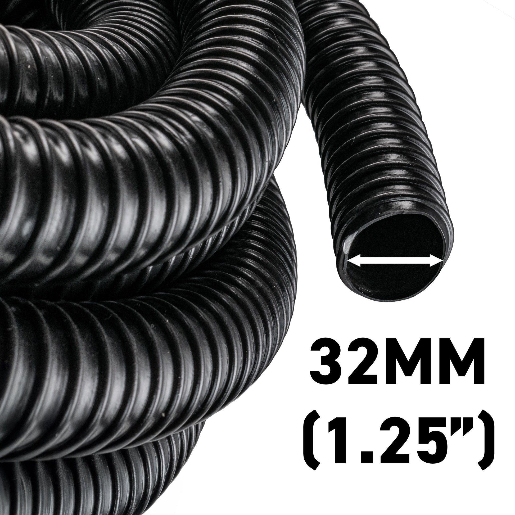 AP Supplies Corrugated Pipe 1.25" (32mm) with 2 x Double Wire Clips Set - 2m + 2x double wire