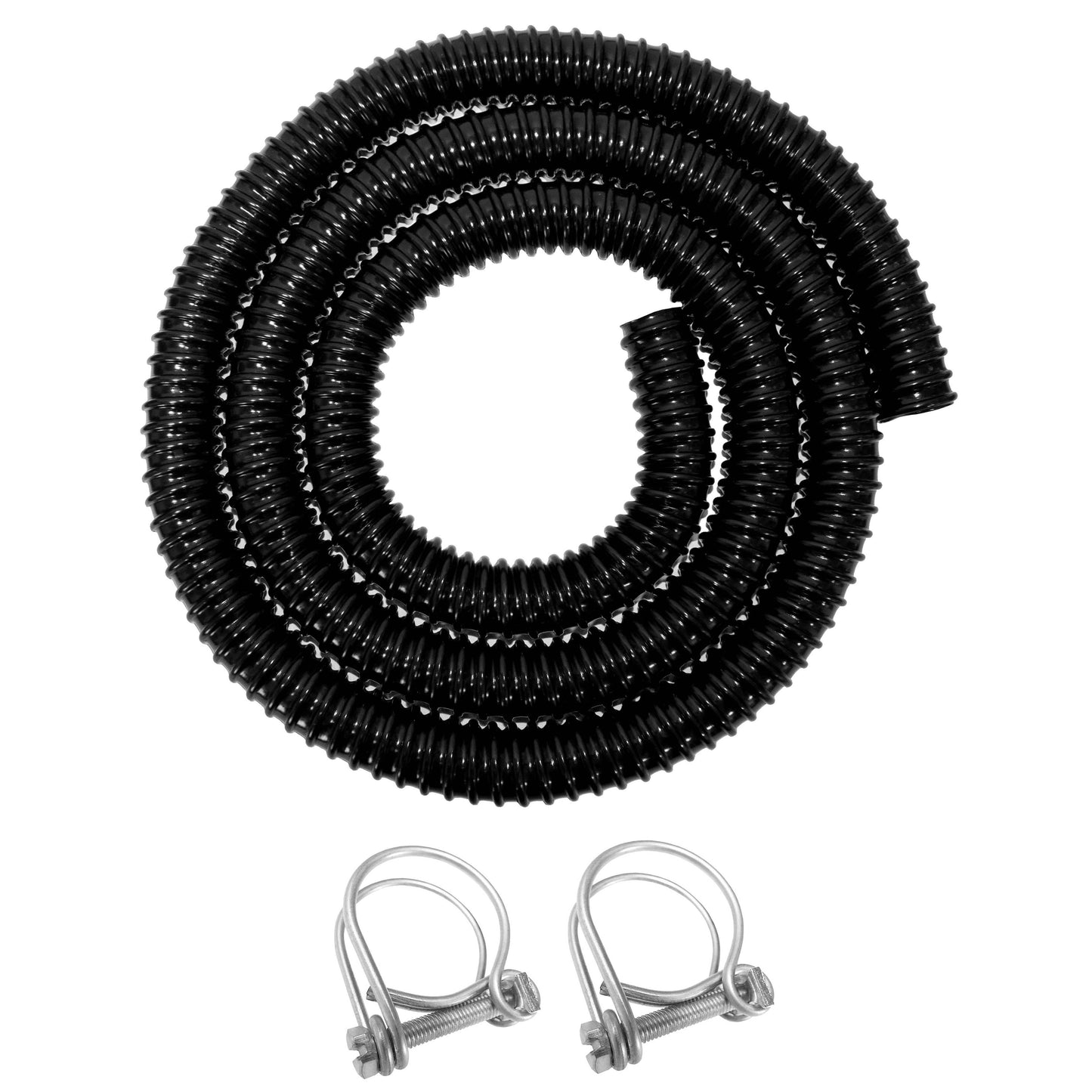 AP Supplies Corrugated Pipe 1.5" (40mm) with 2 x Double Wire Clips Set - 1m