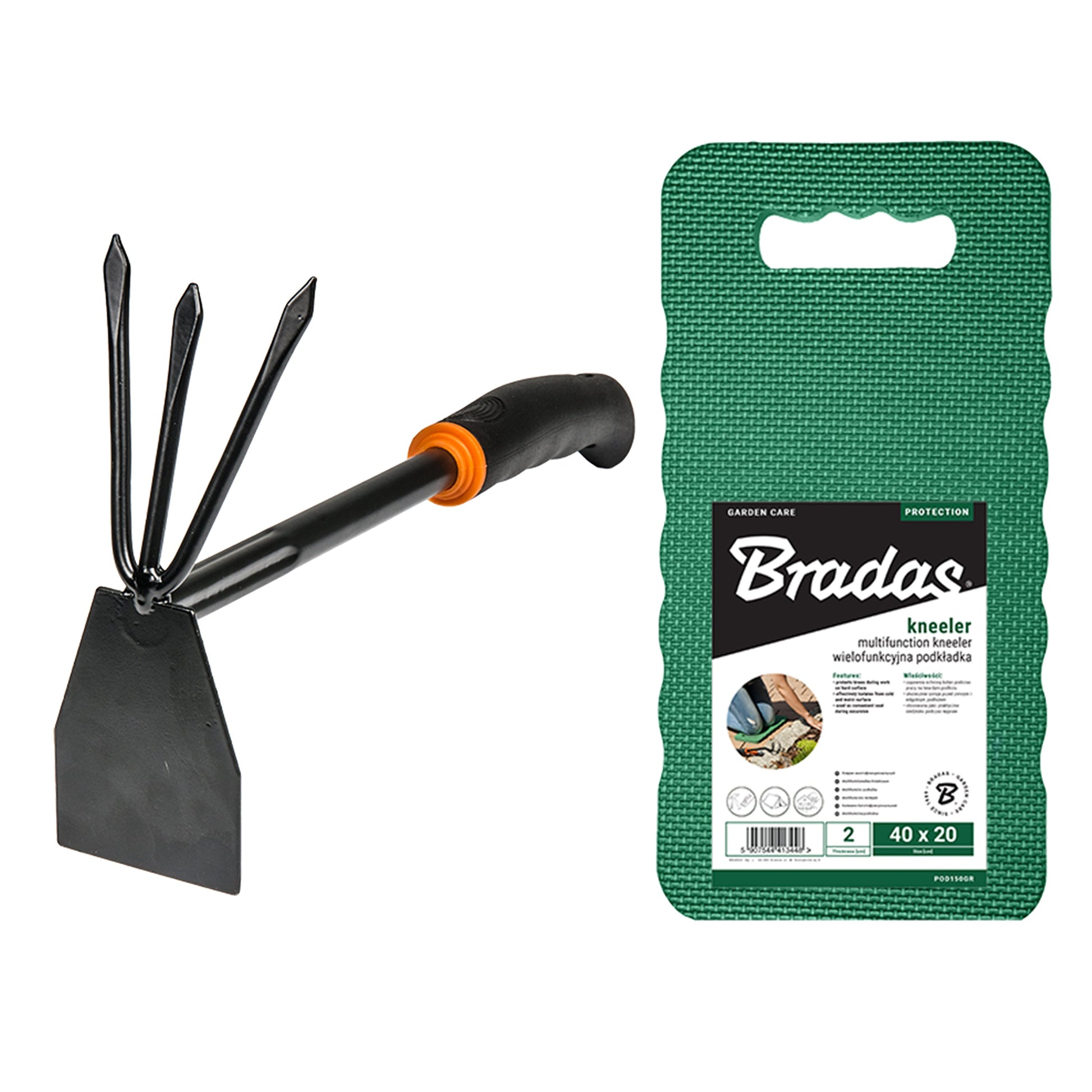 AP Supplies Digger-Hoe Garden Tool with Multifunction Kneeler Mat, Green