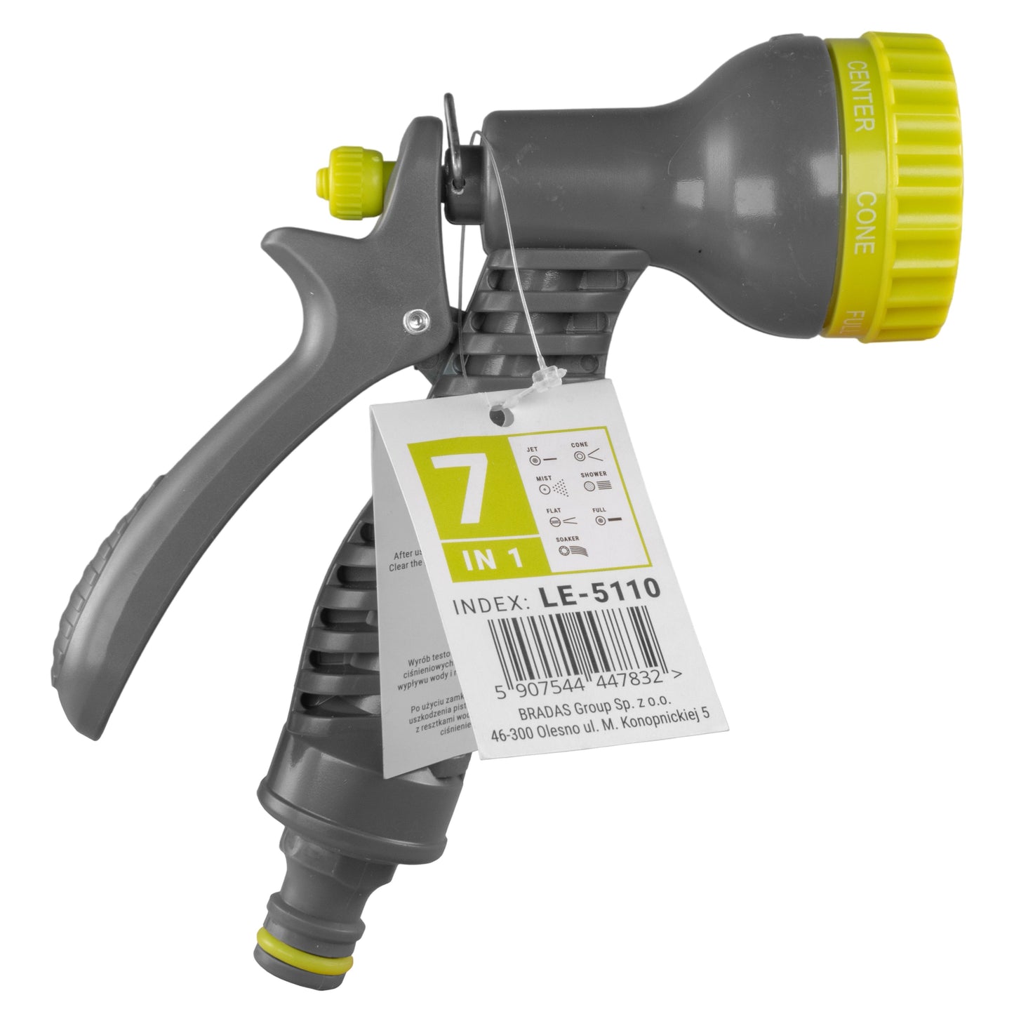 Hose Gun Water Sprayer 7-Pattern Adjustable, Lime Hose Connector Set Tap Adapter