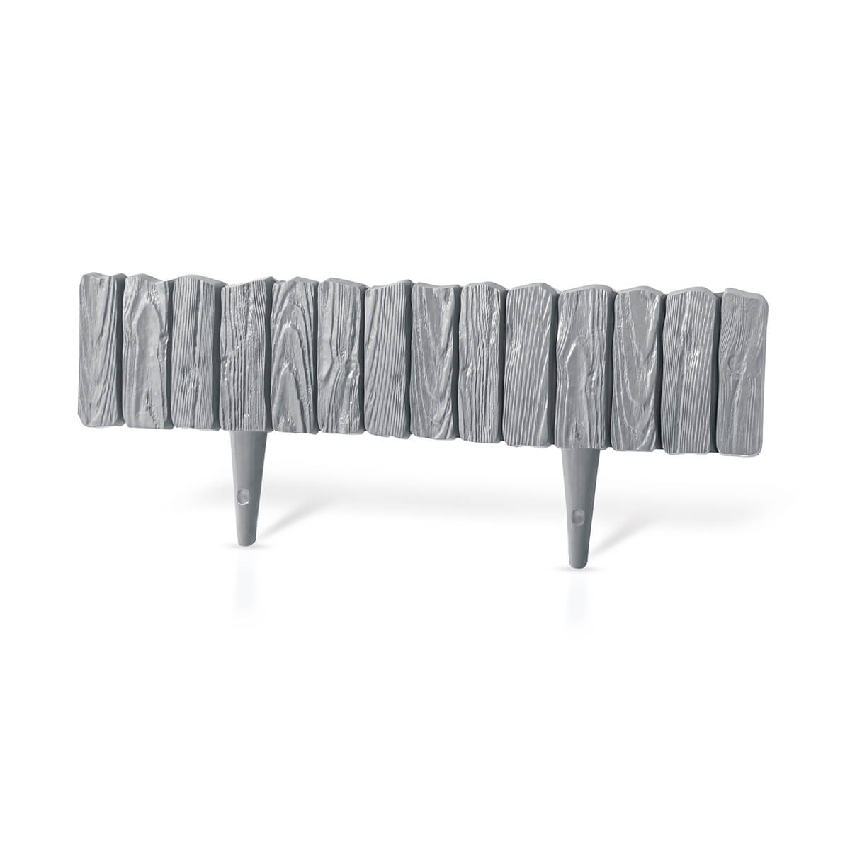Lawn Edging, Plastic Palisade Wood Effect, 2.32m, Gray for Home and Garden Use