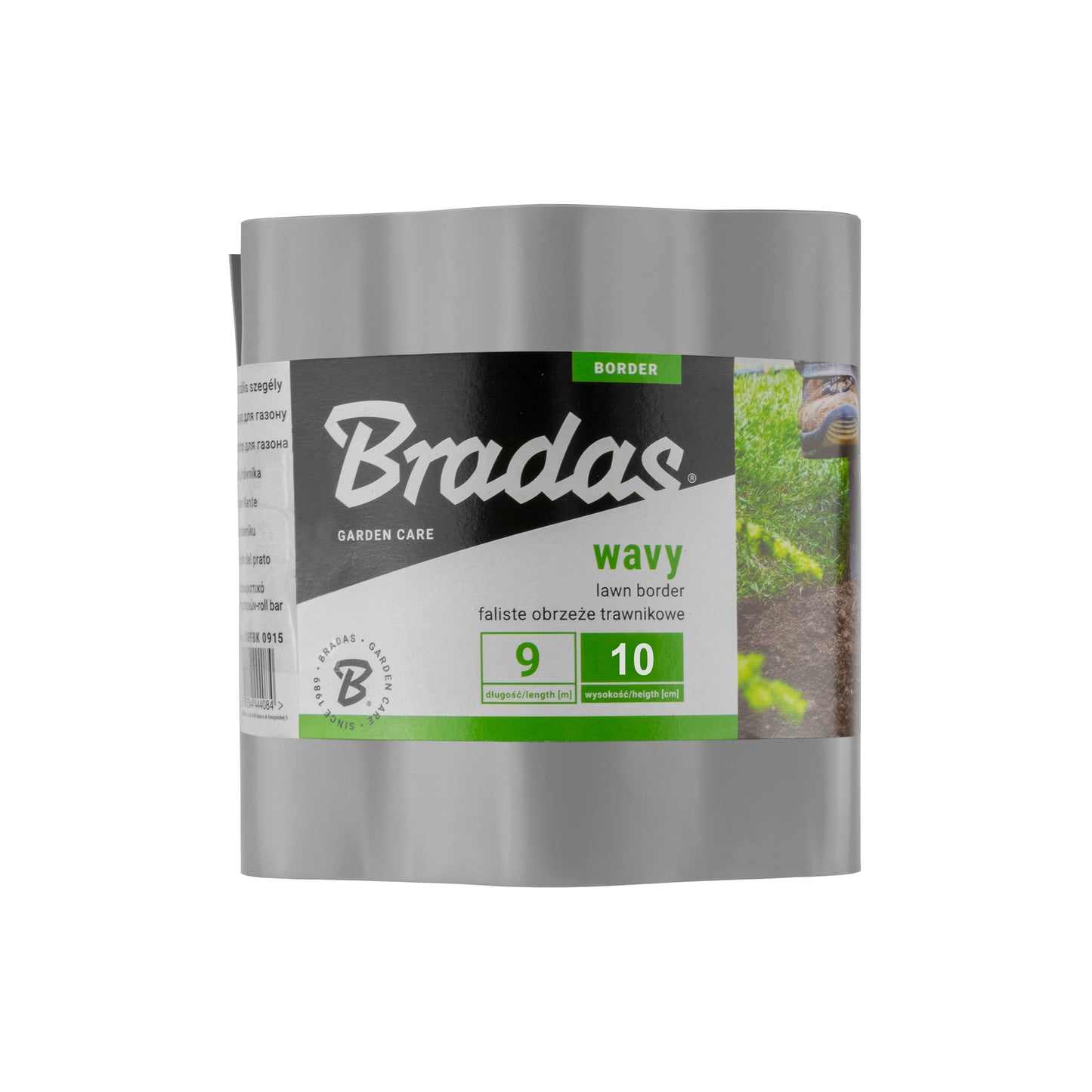 Wavy Plastic Garden Lawn Edging, H=10CM, L=9M, Light Gray for DIY Tool Accessory