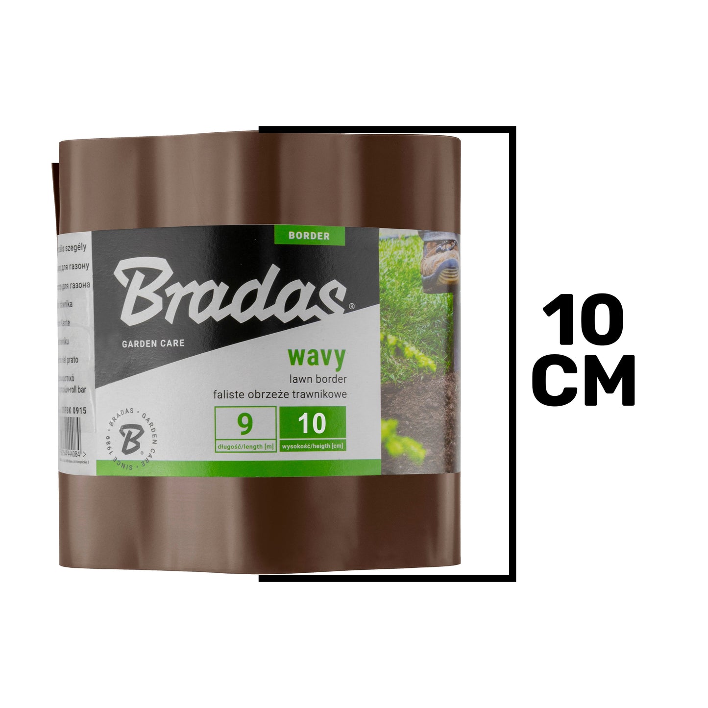 Wavy Plastic Garden Lawn Edging, H=10CM, L=9M, Brown for Home and Garden Use