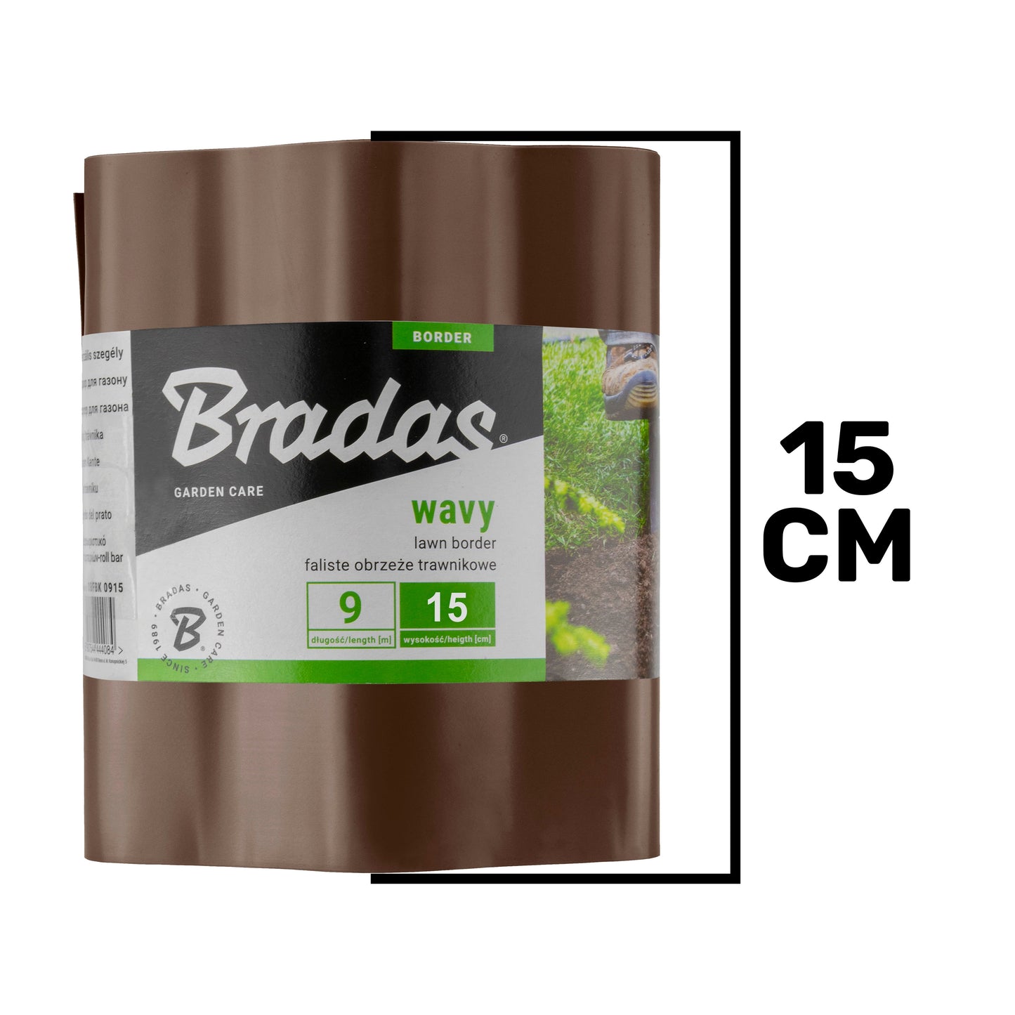 Wavy Plastic Garden Lawn Edging, H=15CM, L=9M, Brown for Home and Garden Use
