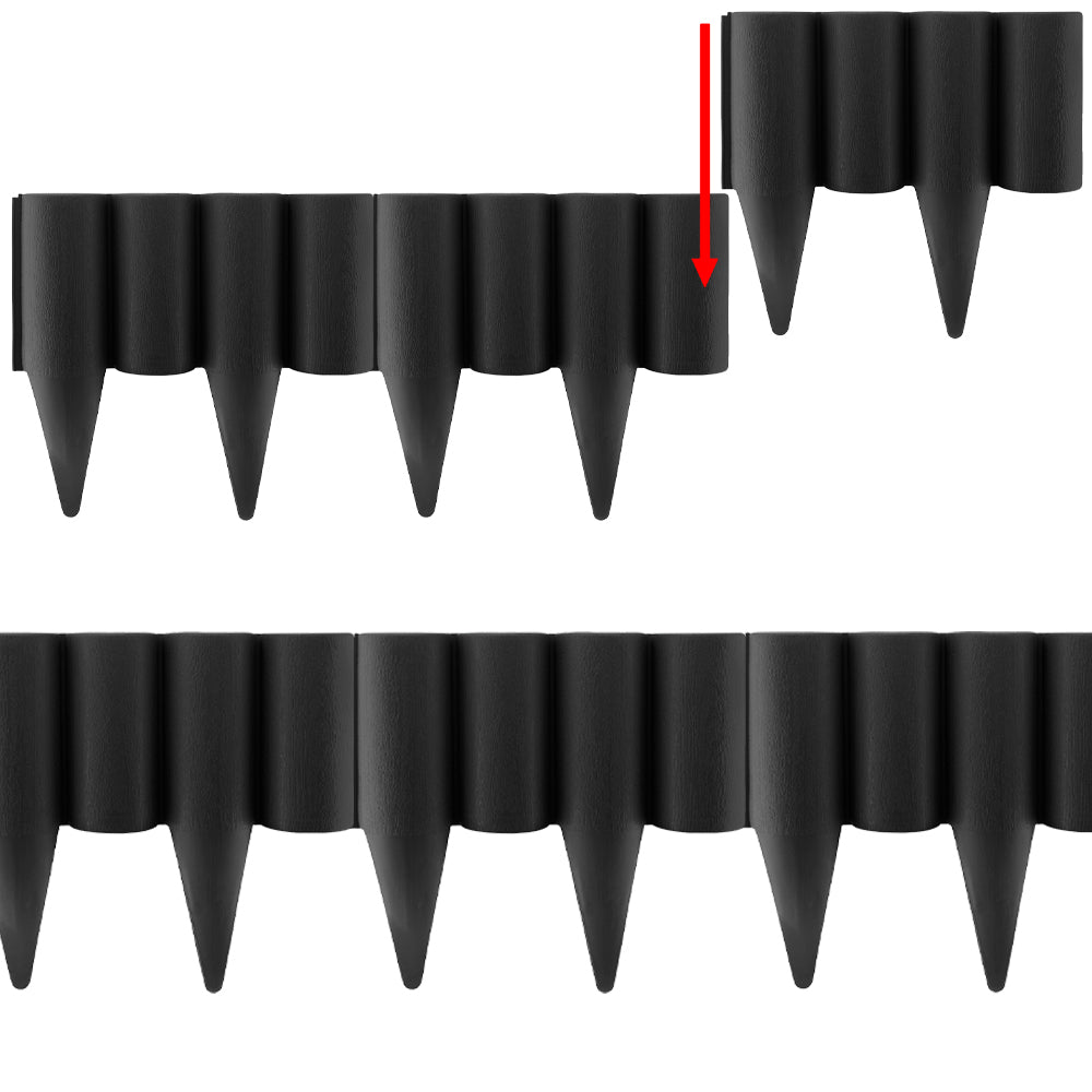 Lawn Edging, Plastic Palisade Wood Effect, 2.5m Box, Black for Landscape Fabric