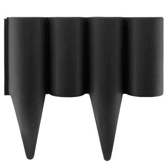 Lawn Edging, Plastic Palisade Wood Effect, 2.5m Box, Black for Landscape Fabric
